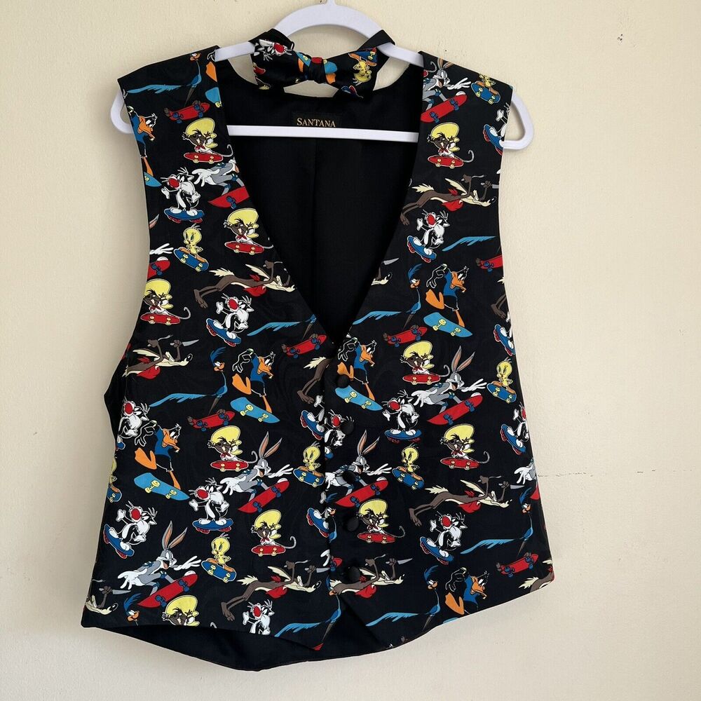 Looney Tunes Vest & Bow Tie Size Large